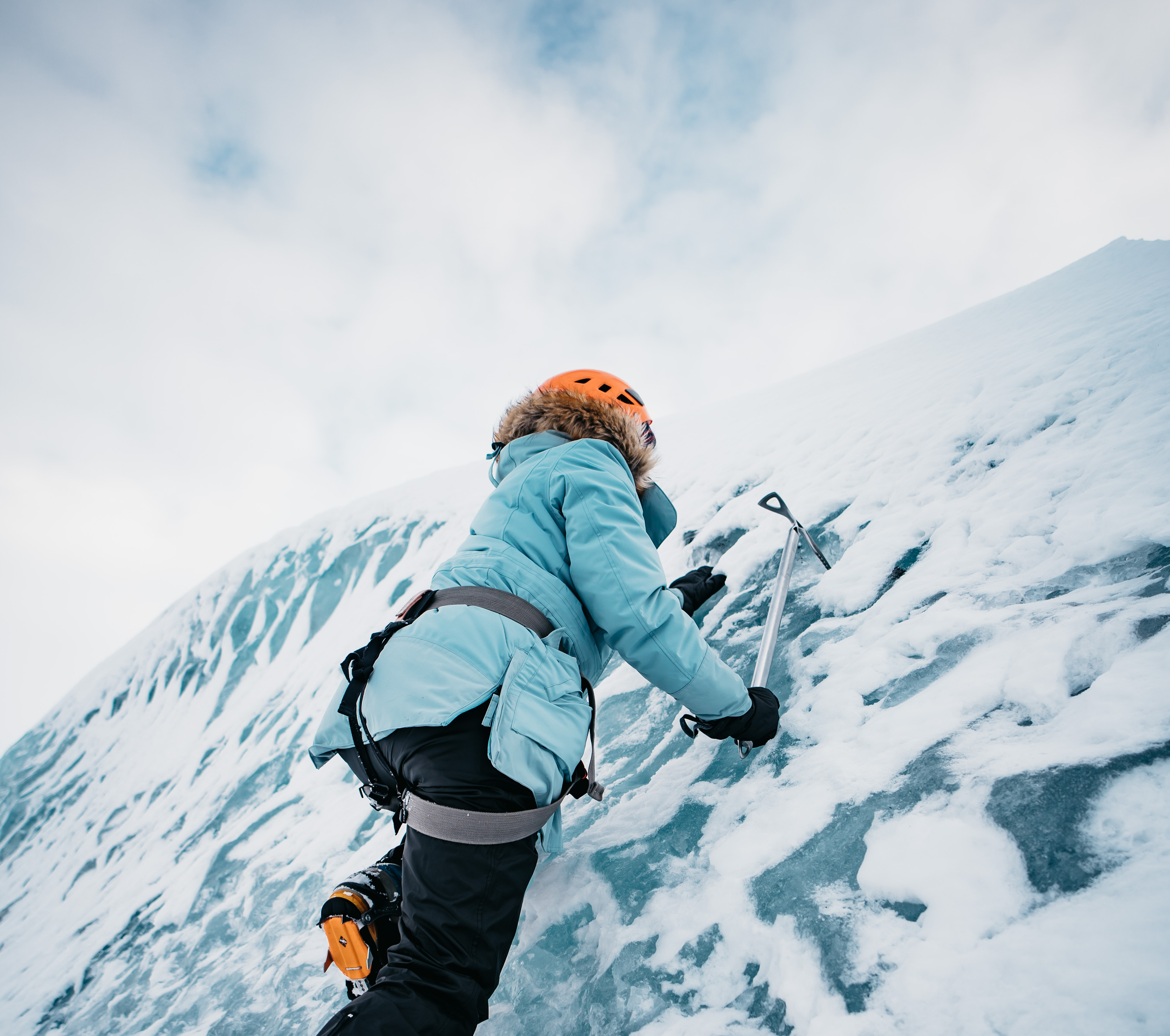 ice climber climbing mountain